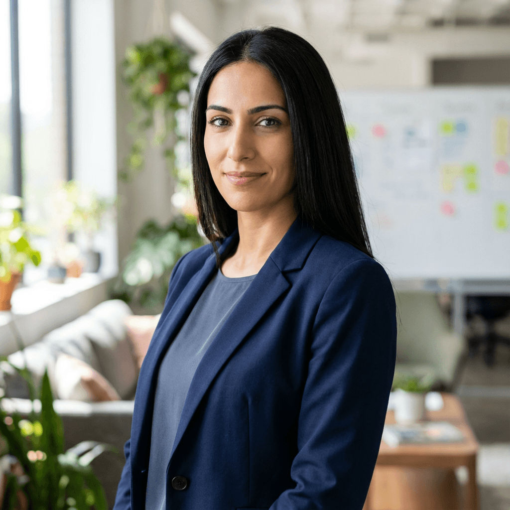 Kivia Properties founder in a modern office